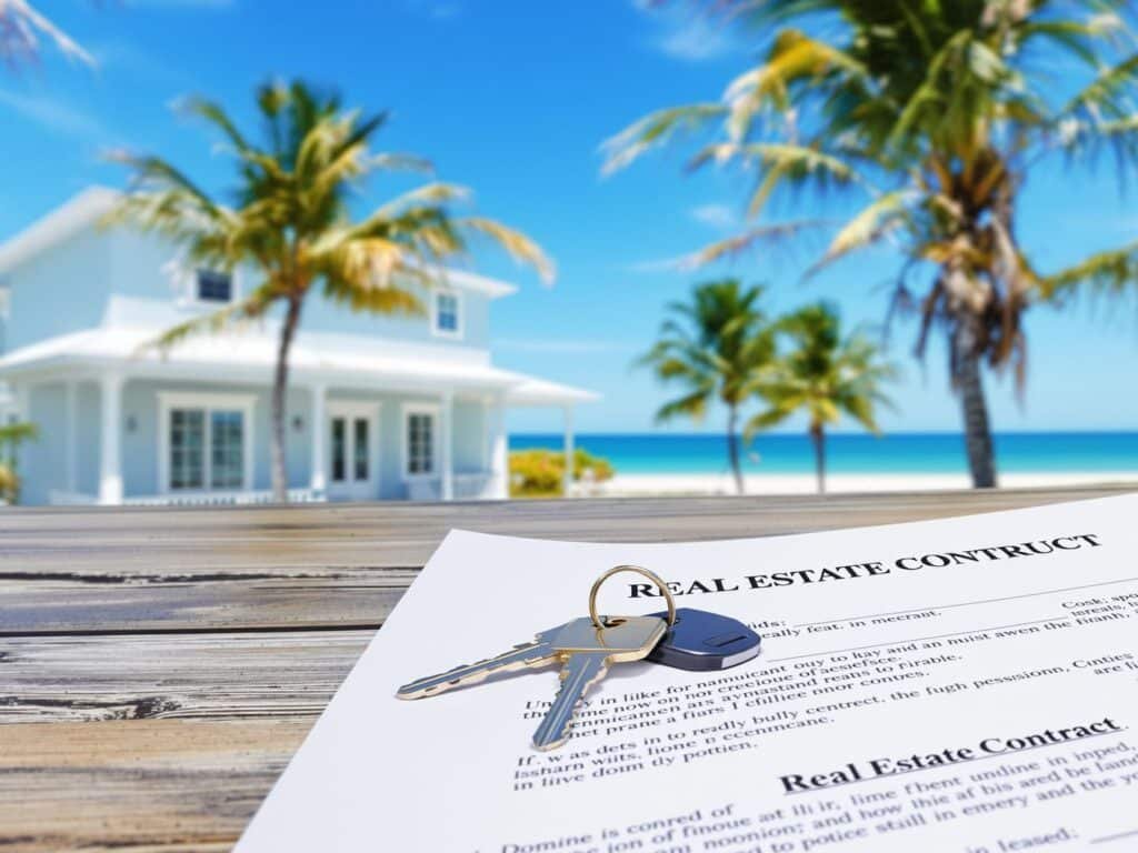 Florida beach house, keys, contract.